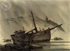 Wreck of the Henry Mae, California art by Frank M. Hamilton. HD giclee art prints for sale at CaliforniaWatercolor.com - original California paintings, & premium giclee prints for sale