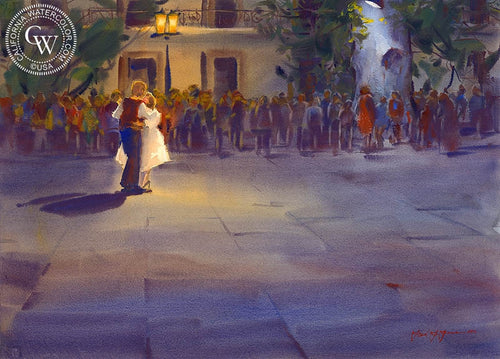 A Wedding in Old Mexico, watercolor painting by Frank LaLumia  (American art). Fine art giclée print reproduction by California Watercolor for wall decor.