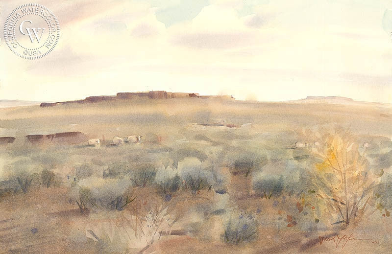 Dust Devils, watercolor painting by Frank LaLumia  (American art). Fine art giclée print reproduction by California Watercolor for wall decor.