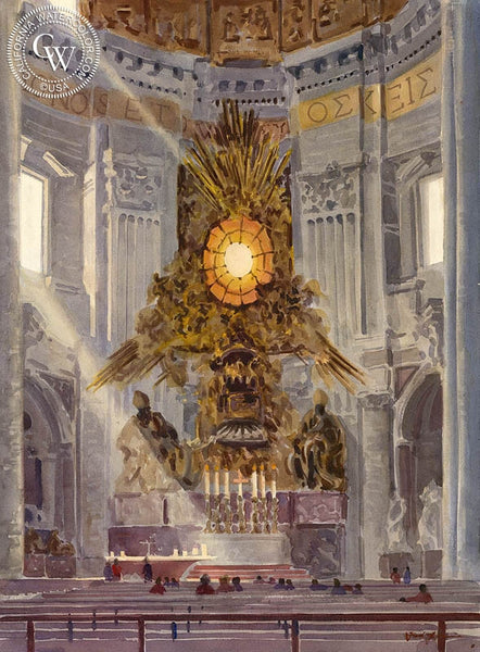 St. Peter's Basilica, Rome, California art by Frank LaLumia. HD giclee art prints for sale at CaliforniaWatercolor.com - original California paintings, & premium giclee prints for sale