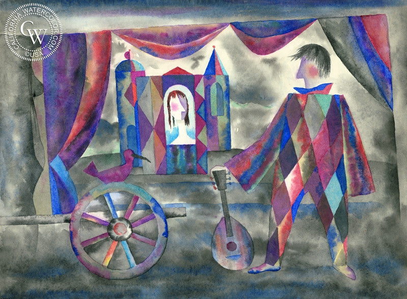 Triangle, watercolor painting by Franz Bergmann  (American art). Fine art giclée print reproduction by California Watercolor for wall decor.