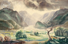 Sun Struck Valley, 1947, California art by Fred Sersen. HD giclee art prints for sale at CaliforniaWatercolor.com - original California paintings, & premium giclee prints for sale