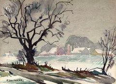 Frederic Whitaker - First Snow, California art, original California watercolor art for sale - CaliforniaWatercolor.com