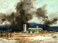 Frederic Whitaker - Oil in the Desert, California art, original California watercolor art for sale - CaliforniaWatercolor.com