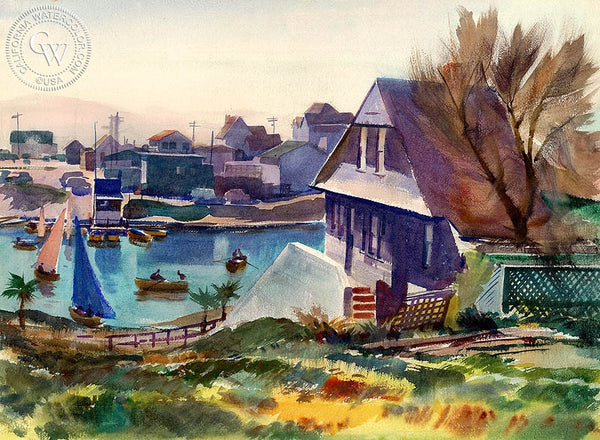 George Gibson - Gibson's Purple House, c. 1960's, California art, original California watercolor art for sale - CaliforniaWatercolor.com