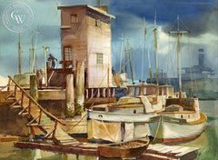 George Gibson - L.A. Dock Scene, 1936 - California art - Californiawatercolor.com