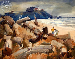 George Gibson - Untitled Beach Scene - California art - fine art print for sale, giclee watercolor print - Californiawatercolor.com