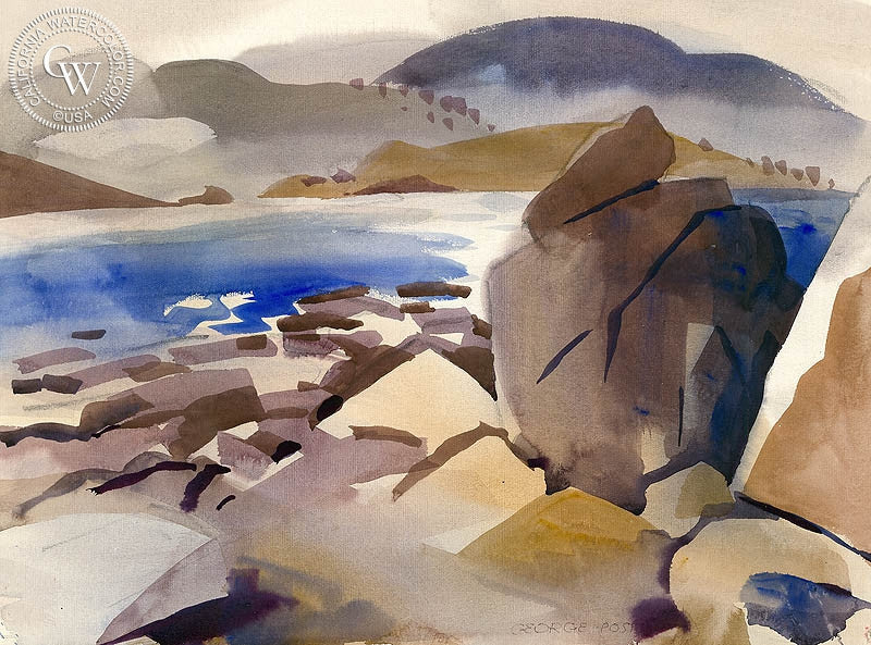 Carmel Coast, art by George Post – California Watercolor
