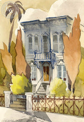 House on Potrero Hill, S.F., California art by George Post. HD giclee art prints for sale at CaliforniaWatercolor.com - original California paintings, & premium giclee prints for sale