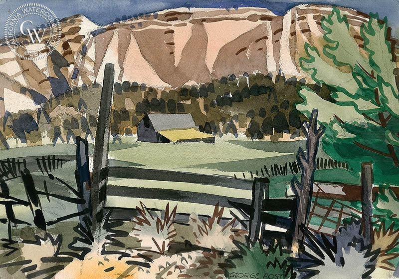 Mt. Carmel, watercolor painting by George Post  (American art). Fine art giclée print reproduction by California Watercolor for wall decor.
