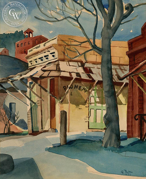 Pioneer Saloon, Columbia, CA, 1934, California art by George Post. HD giclee art prints for sale at CaliforniaWatercolor.com - original California paintings, & premium giclee prints for sale