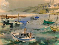 Santa Monica, California art by George Post. HD giclee art prints for sale at CaliforniaWatercolor.com - original California paintings, & premium giclee prints for sale