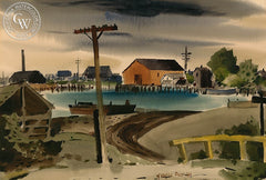 Swinomish Slough, LaConner, WA, 1941, California art by George Post. HD giclee art prints for sale at CaliforniaWatercolor.com - original California paintings, & premium giclee prints for sale