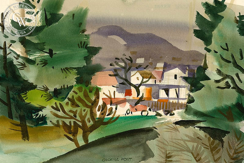 【絵画・複製品】帆船　ゲロルト・エガート　JOA-235 Walnut Creek, art by George Post – California Watercolor