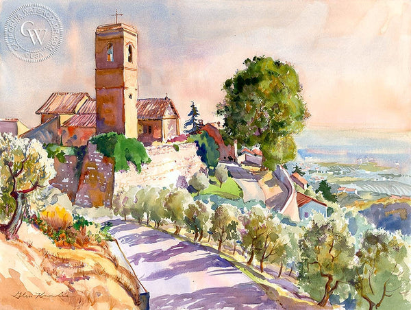 A View of Tuscany, California art by Glen Knowles. HD giclee art prints for sale at CaliforniaWatercolor.com - original California paintings, & premium giclee prints for sale
