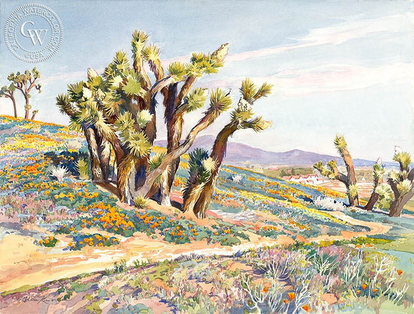 Antelope Valley Poppies, California art by Glen Knowles. HD giclee art prints for sale at CaliforniaWatercolor.com - original California paintings, & premium giclee prints for sale
