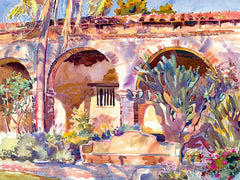 Evening Light, San Juan Capistrano, California art by Glen Knowles. HD giclee art prints for sale at CaliforniaWatercolor.com - original California paintings, & premium giclee prints for sale