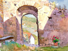 Gateway to Tuscany, California art by Glen Knowles. HD giclee art prints for sale at CaliforniaWatercolor.com - original California paintings, & premium giclee prints for sale