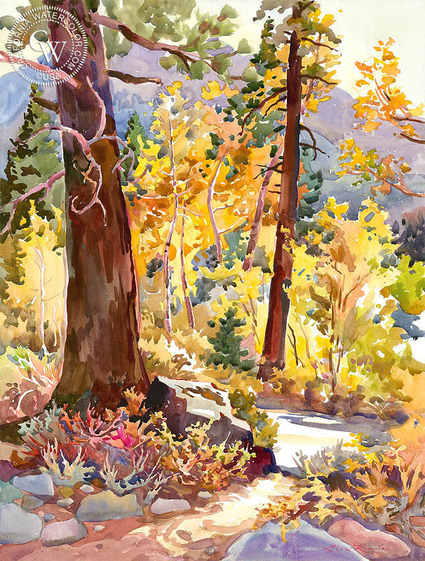 Lundy Luminosity, watercolor painting by Glen Knowles  (American art). Fine art giclée print reproduction by California Watercolor for wall decor.