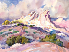 Passing Rain, Vasquez Rocks, California art by Glen Knowles. HD giclee art prints for sale at CaliforniaWatercolor.com - original California paintings, & premium giclee prints for sale