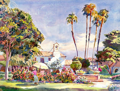 Plein Air at San Juan Capistrano, California art by Glen Knowles. HD giclee art prints for sale at CaliforniaWatercolor.com - original California paintings, & premium giclee prints for sale