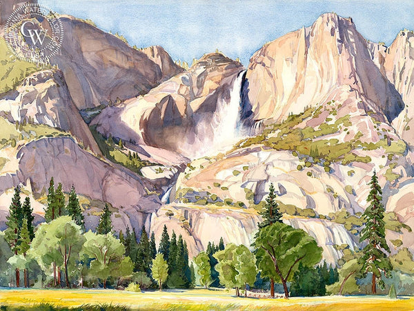 Yosemite Falls, California art by Glen Knowles. HD giclee art prints for sale at CaliforniaWatercolor.com - original California paintings, & premium giclee prints for sale