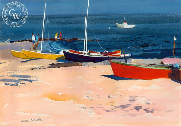 Boats, Old Lyme, (Westport), 1976, California art by Hardie Gramatky. HD giclee art prints for sale at CaliforniaWatercolor.com - original California paintings, & premium giclee prints for sale