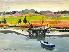 Boats at Low Tide, (Westport), 1958, California art by Hardie Gramatky. HD giclee art prints for sale at CaliforniaWatercolor.com - original California paintings, & premium giclee prints for sale