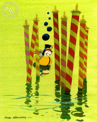 Little Toot with Candystick Canes, 1968, California art by Hardie Gramatky. HD giclee art prints for sale at CaliforniaWatercolor.com - original California paintings, & premium giclee prints for sale