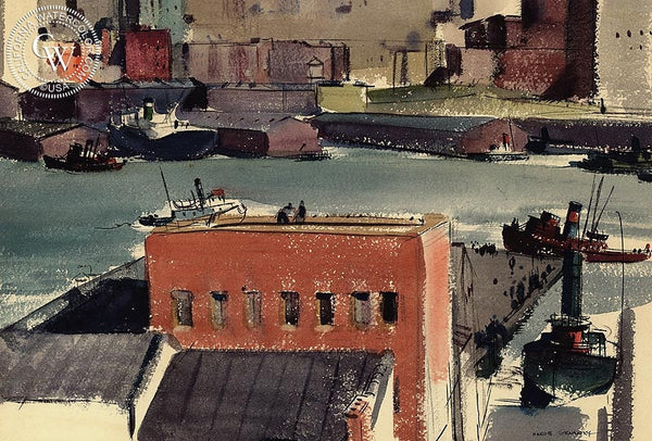 East River #2, 1938, California art by Hardie Gramatky. HD giclee art prints for sale at CaliforniaWatercolor.com - original California paintings, & premium giclee prints for sale