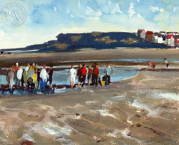Gathering at Low Tide, 1977, California art by Hardie Gramatky. HD giclee art prints for sale at CaliforniaWatercolor.com - original California paintings, & premium giclee prints for sale