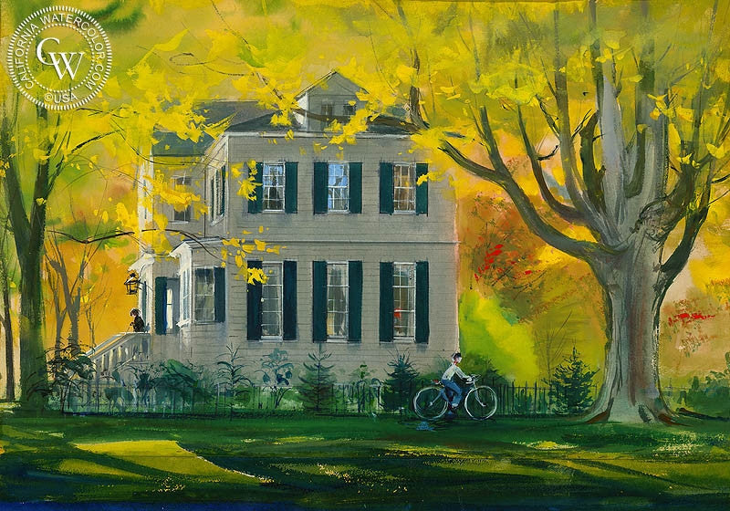 Golden Glow, (Westport), 1967, watercolor painting by Hardie Gramatky  (American art). Fine art giclée print reproduction by California Watercolor for wall decor.
