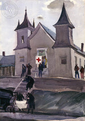 Refuge (Red Cross), 1937, California art by Hardie Gramatky. HD giclee art prints for sale at CaliforniaWatercolor.com - original California paintings, & premium giclee prints for sale