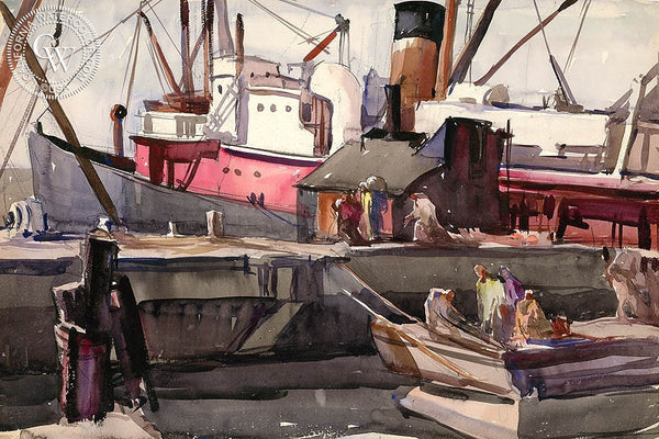 San Pedro Harbor, 1931, California art by Hardie Gramatky. HD giclee art prints for sale at CaliforniaWatercolor.com - original California paintings, & premium giclee prints for sale