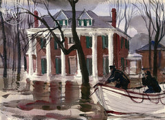 Southern Home in Flood, 1938, California art by Hardie Gramatky. HD giclee art prints for sale at CaliforniaWatercolor.com - original California paintings, & premium giclee prints for sale