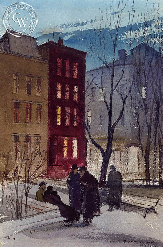 Time for Supper, 1936, watercolor painting by Hardie Gramatky  (American art). Fine art giclée print reproduction by California Watercolor for wall decor.