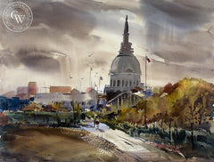 State Capitol (California), California art by Harold Gretzner. HD giclee art prints for sale at CaliforniaWatercolor.com - original California paintings, & premium giclee prints for sale