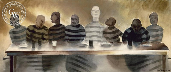 Inmates, 1940, California art by Herbert L. Kornfeld. HD giclee art prints for sale at CaliforniaWatercolor.com - original California paintings, & premium giclee prints for sale