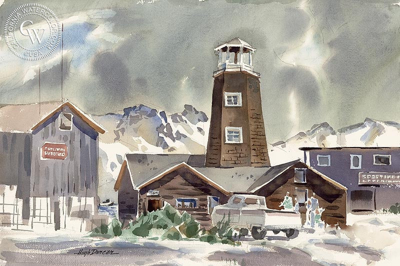 Mammoth, watercolor painting by Hugh Duncan  (American art). Fine art giclée print reproduction by California Watercolor for wall decor.