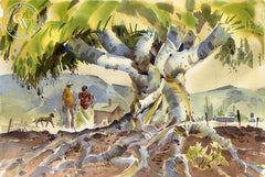 Under the Tree, California art by Hugh Duncan. HD giclee art prints for sale at CaliforniaWatercolor.com - original California paintings, & premium giclee prints for sale