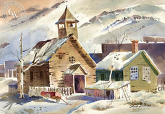 Winter in Bodie, California art by Hugh Duncan. HD giclee art prints for sale at CaliforniaWatercolor.com - original California paintings, & premium giclee prints for sale