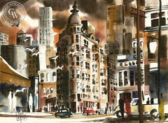 Jack Laycox - Columbus Tower, S.F. - California art - fine art print for sale, giclee watercolor print - Californiawatercolor.com