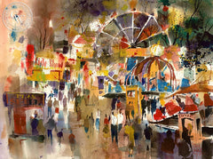 Jack Laycox - County Fair, c. 1960 - California art - fine art print for sale, giclee watercolor print - Californiawatercolor.com