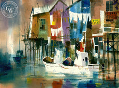 Jack Laycox - Wharf Washday - California art - fine art print for sale, giclee watercolor print - Californiawatercolor.com