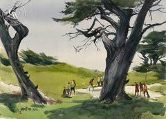 Monterey Peninsula Golf, a California scene watercolor painting by Jade Fon. HD giclee art prints for sale at CaliforniaWatercolor.com - original California paintings, & premium giclee prints for sale