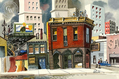Aliso Street, L.A., 1952, California art by Jake Lee. HD giclee art prints for sale at CaliforniaWatercolor.com - original California paintings, & premium giclee prints for sale