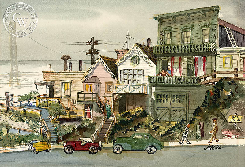 Bay Bridge, San Francisco, art by Jake Lee – California Watercolor