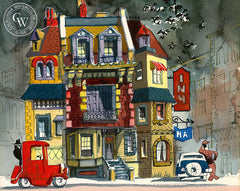 Greenwich Village, New York, California art by Jake Lee. HD giclee art prints for sale at CaliforniaWatercolor.com - original California paintings, & premium giclee prints for sale