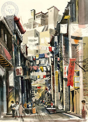 Hong Kong, 1962, California art by Jake Lee. HD giclee art prints for sale at CaliforniaWatercolor.com - original California paintings, & premium giclee prints for sale