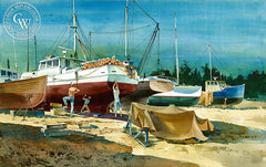 Drydock Work, California art by James Green. HD giclee art prints for sale at CaliforniaWatercolor.com - original California paintings, & premium giclee prints for sale